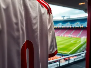 Kamil Grosicki uśmiechnięty na tle murawy stadionu piłkarskiego. Profesjonalny portret sportowca.