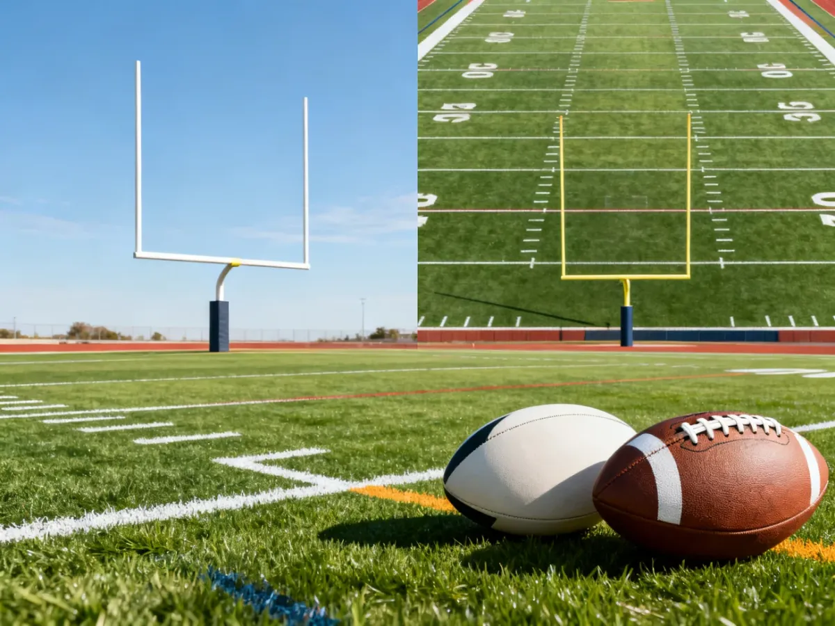 Porównanie boiska do rugby i futbolu amerykańskiego